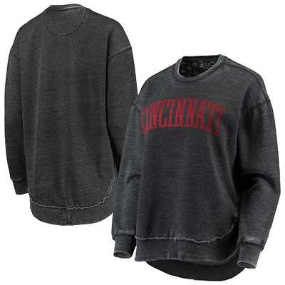 Women's Pressbox Black Cincinnati Bearcats Vintage Wash Pullover Sweatshirt