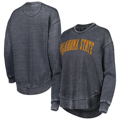 Women's Pressbox Black Oklahoma State Cowboys Vintage Wash Pullover Sweatshirt