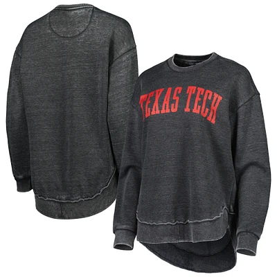 Women's Pressbox Black Texas Tech Red Raiders Vintage Wash Pullover Sweatshirt