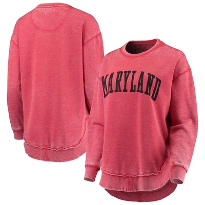 Women's Pressbox Red Maryland Terrapins Vintage Wash Pullover Sweatshirt