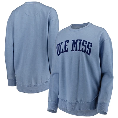 Women's Pressbox Powder Blue Ole Miss Rebels Vintage Wash Pullover Sweatshirt