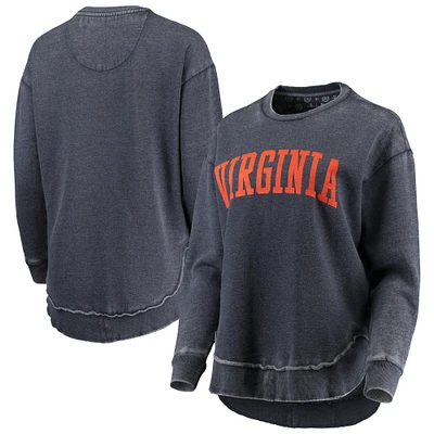 Women's Pressbox Navy Virginia Cavaliers Vintage Wash Pullover Sweatshirt