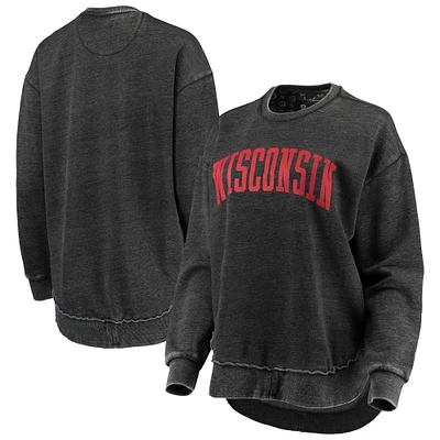 Women's Pressbox Wisconsin Badgers Vintage Wash Pullover Sweatshirt