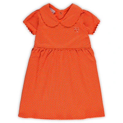 Girls Toddler Orange Clemson Tigers Polka Dot Peter Pan Dress