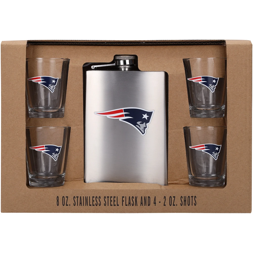 New England Patriots 8oz. Stainless Steel Flask & 2oz. Shot Glass Set