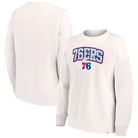 Women's Fanatics White Philadelphia 76ers Tonal Leopard Pullover Sweatshirt