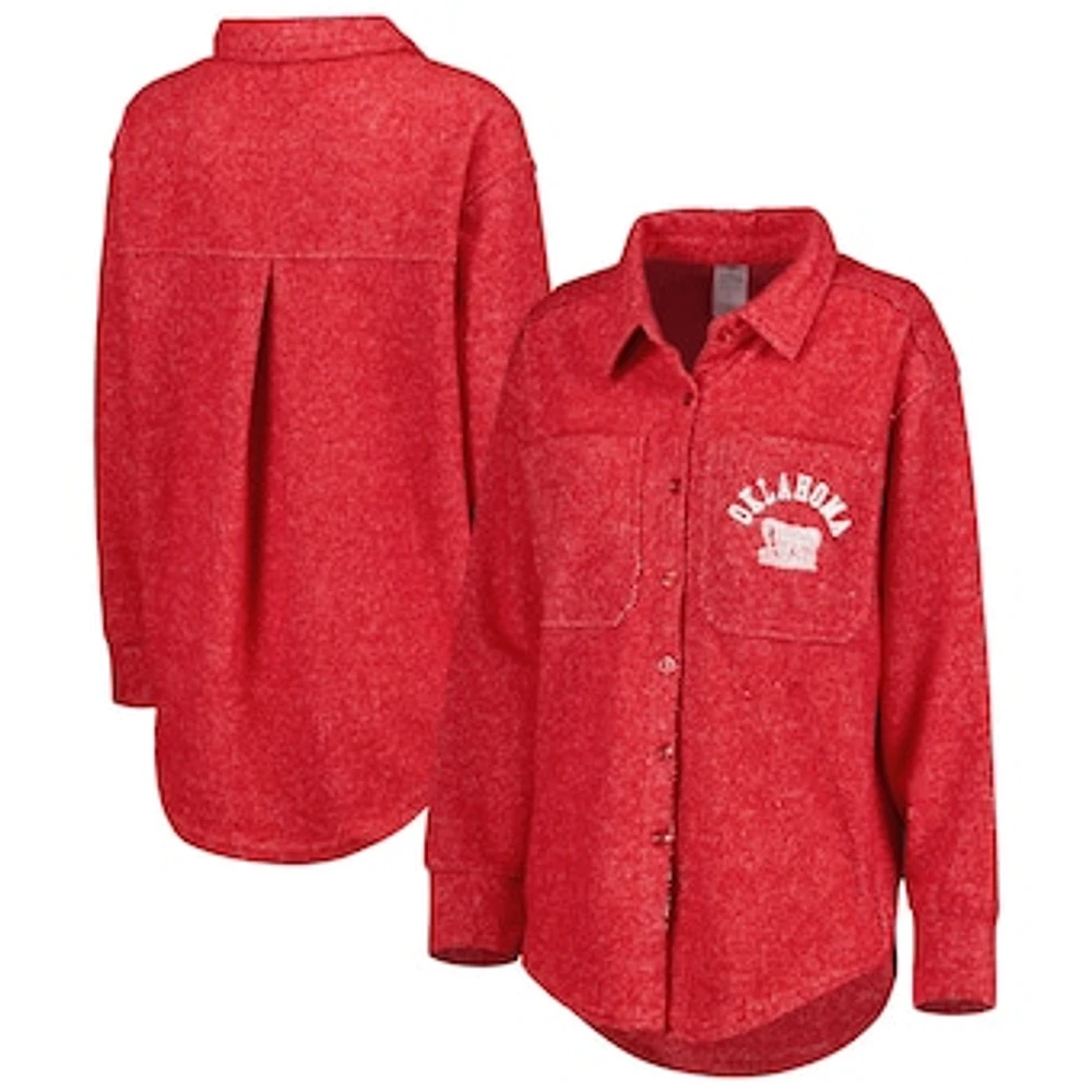 Women's Gameday Couture Crimson Oklahoma Sooners Switch It Up Tri-Blend Button-Up Shacket