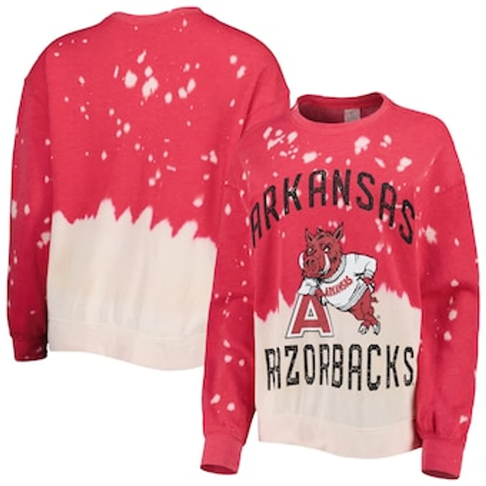 Women's Gameday Couture Cardinal Arkansas Razorbacks Twice As Nice Faded Dip-Dye Pullover Long Sleeve Top