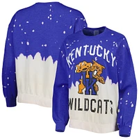 Women's Gameday Couture Royal Kentucky Wildcats Twice As Nice Faded Dip-Dye Pullover Long Sleeve Top