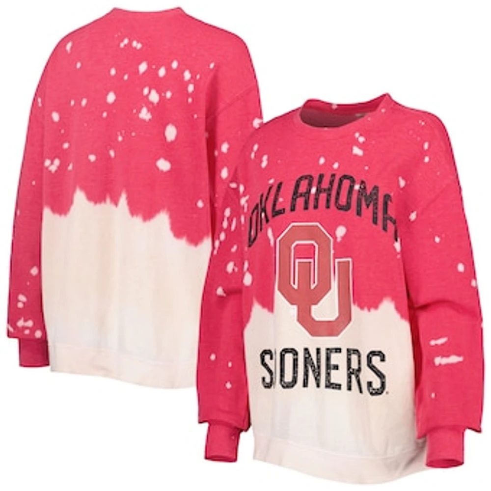 Women's Gameday Couture Crimson Oklahoma Sooners Twice As Nice Faded Dip-Dye Pullover Long Sleeve Top