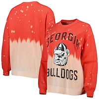 Women's Gameday Couture Red Georgia Bulldogs Twice As Nice Faded Dip-Dye Pullover Long Sleeve Top