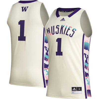 Men's adidas #1 Khaki Washington Huskies Honoring Black Excellence Basketball Jersey