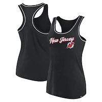 Women's Fanatics Black New Jersey Devils Wordmark Logo Racerback Scoop Neck Tank Top