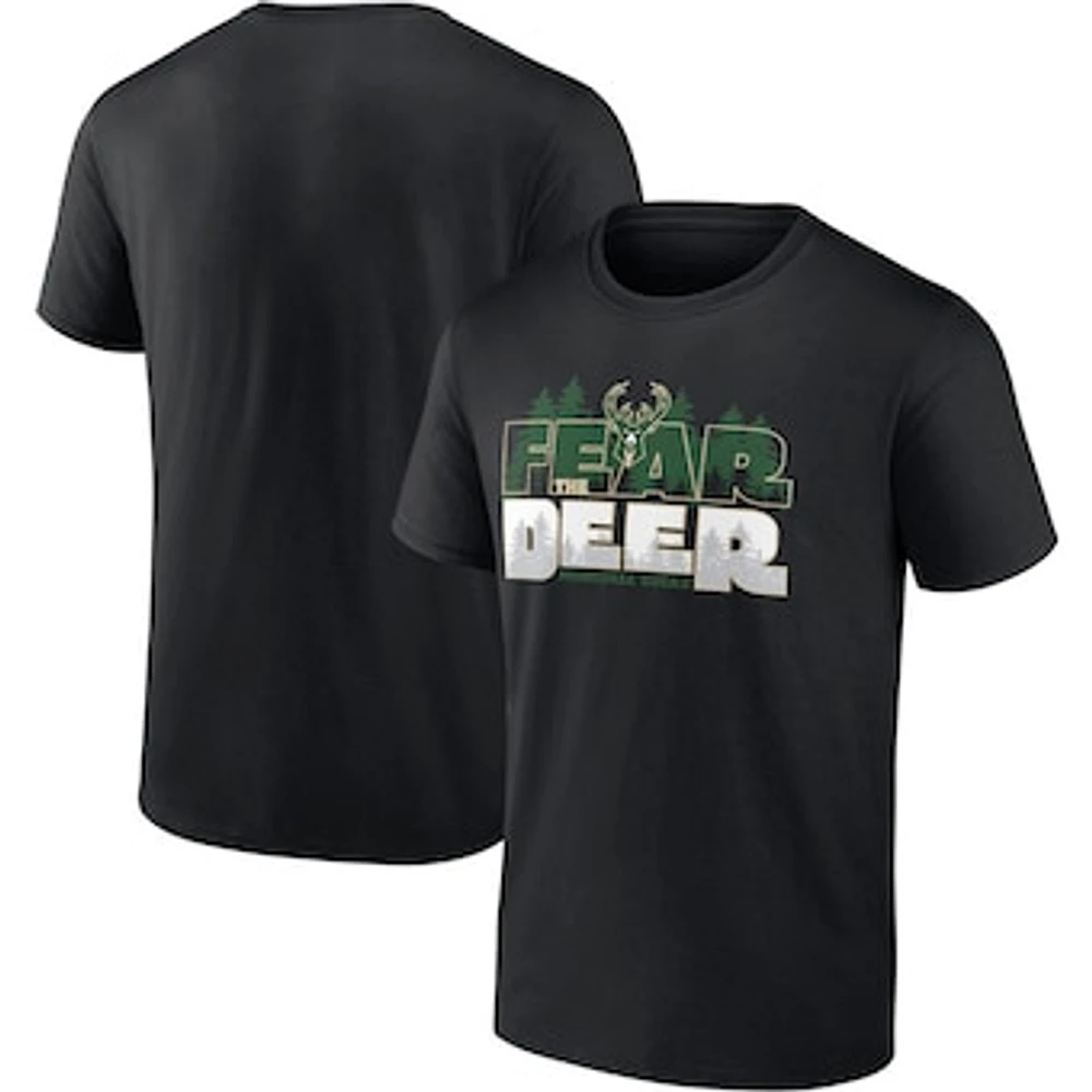 Men's Fanatics Black Milwaukee Bucks Fear The Deer Hometown Collection T-Shirt