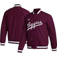 Men's adidas Maroon Texas A&M Aggies Baseball Coaches Full-Snap Jacket