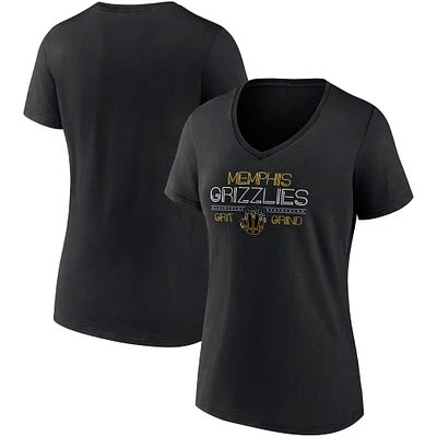 Women's Fanatics Black Memphis Grizzlies Hometown Collection Grit Grind V-Neck T-Shirt