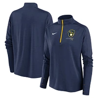 Women's Nike Navy Milwaukee Brewers Pacer Quarter-Zip Top