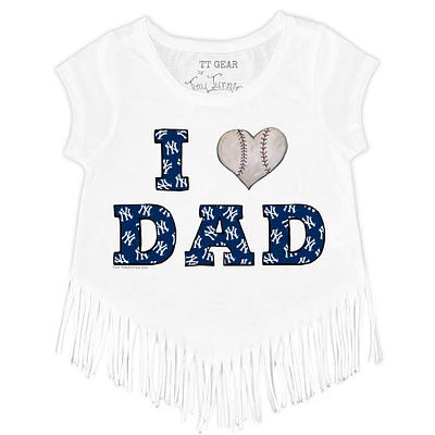 Toddler Tiny Turnip White New York Yankees I Love Dad Fringe T-Shirt
