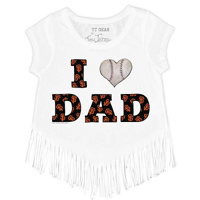 Toddler Tiny Turnip White San Francisco Giants I Love Dad Fringe T-Shirt