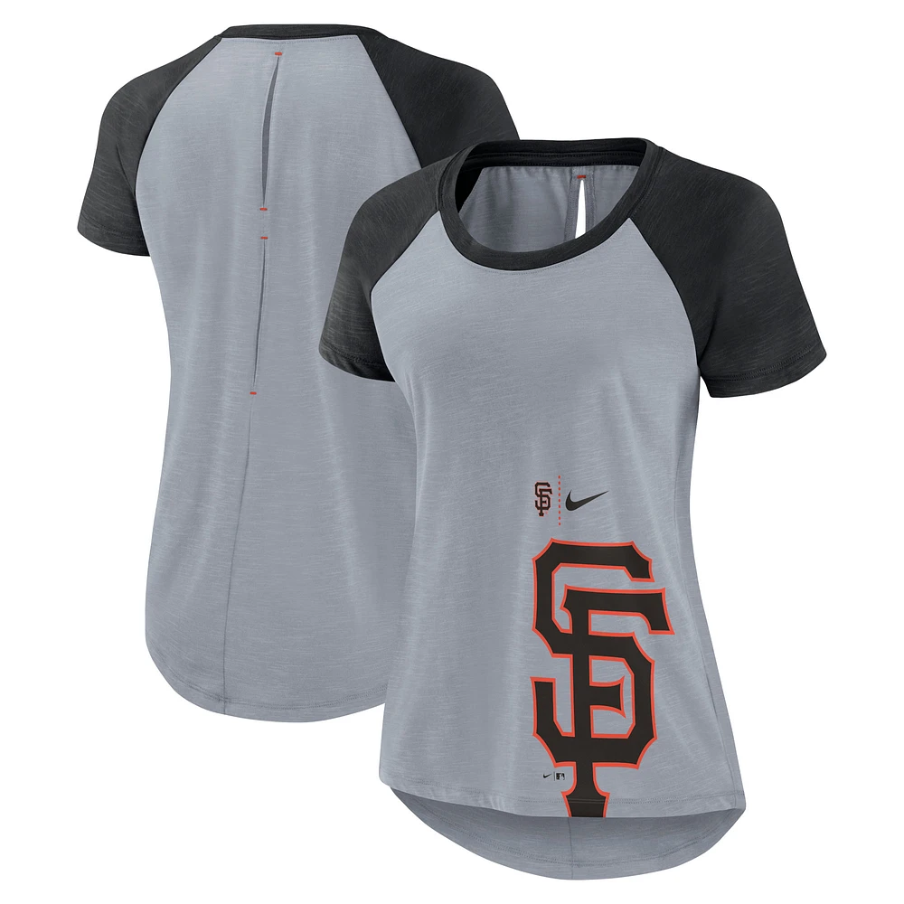 Women's Nike Heather Gray San Francisco Giants Summer Breeze Raglan Fashion T-Shirt