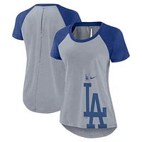 Women's Nike Heather Gray Los Angeles Dodgers Summer Breeze Raglan Fashion T-Shirt