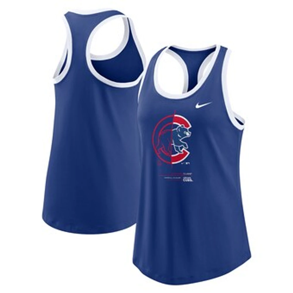 Women's Nike Royal Chicago Cubs Tech Tri-Blend Tank Top