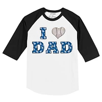 Infant Tiny Turnip White/Black Los Angeles Dodgers I Love Dad 3/4-Sleeve Raglan T-Shirt