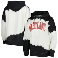 Women's Gameday Couture White/Black Maryland Terrapins For the Fun Double Dip-Dyed Pullover Hoodie