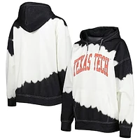 Women's Gameday Couture White/Black Texas Tech Red Raiders For the Fun Double Dip-Dyed Pullover Hoodie