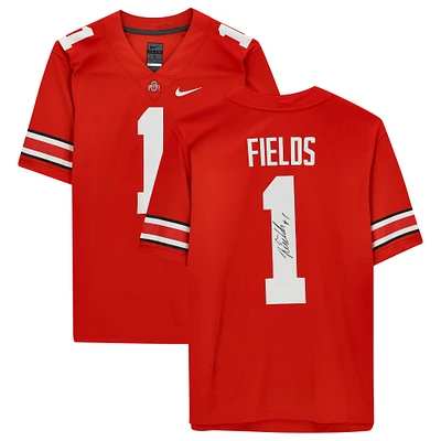 Justin Fields Scarlet Ohio State Buckeyes Autographed Nike Game Jersey