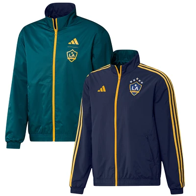 Men's adidas Navy/Green LA Galaxy 2023 On-Field Anthem Full-Zip Reversible Team Jacket