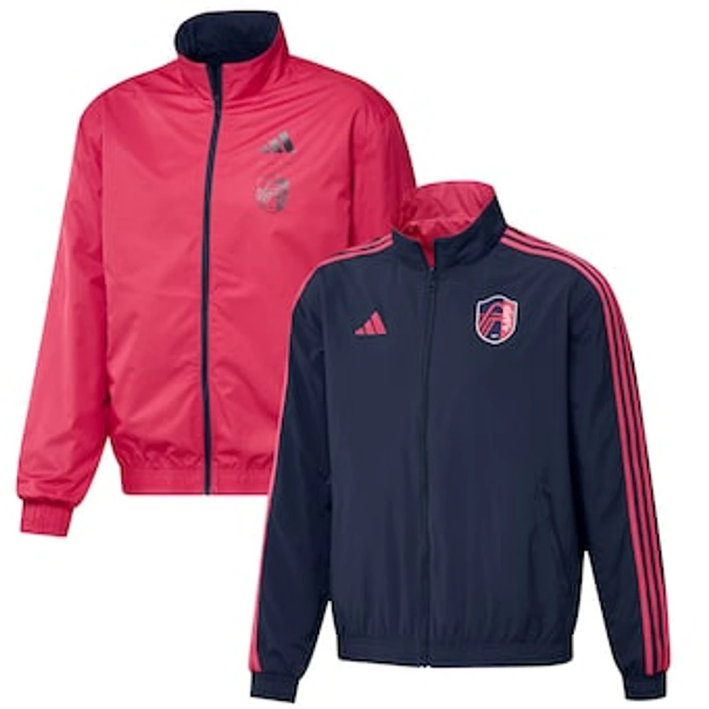 Men's adidas Navy/Red St. Louis City SC 2023 On-Field Anthem Full-Zip Reversible Team Jacket