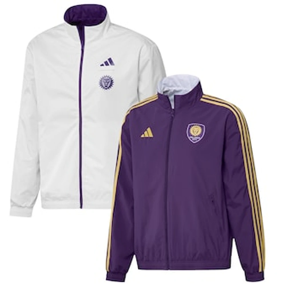 Men's adidas Purple/White Orlando City SC 2023 On-Field Anthem Full-Zip Reversible Team Jacket