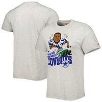 Men's Homage Micah Parsons Heathered Ash Dallas Cowboys Caricature Player Tri-Blend T-Shirt