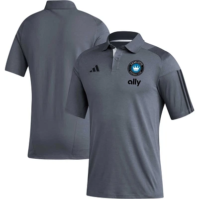 Men's adidas Gray Charlotte FC 2023 On-Field Training Polo