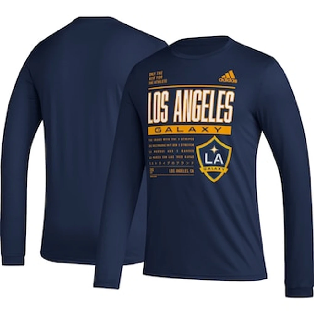 Men's adidas Navy LA Galaxy Club DNA Long Sleeve AEROREADY T-Shirt