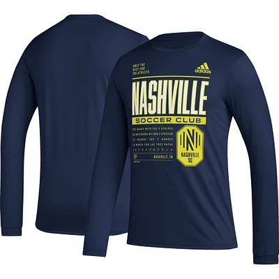 Men's adidas Navy Nashville SC Club DNA Long Sleeve AEROREADY T-Shirt