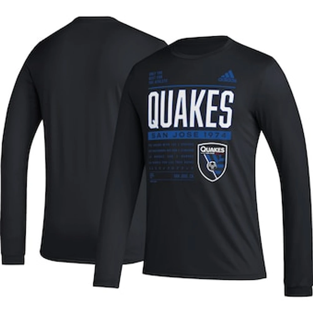 Men's adidas Black San Jose Earthquakes Club DNA Long Sleeve AEROREADY T-Shirt