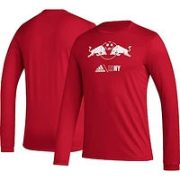 Men's adidas Red New York Bulls Icon AEROREADY Long Sleeve T-Shirt