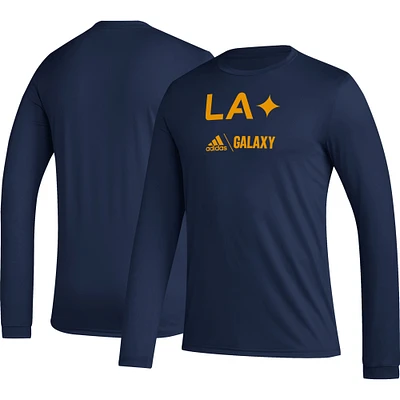 Men's adidas Navy LA Galaxy Icon AEROREADY Long Sleeve T-Shirt