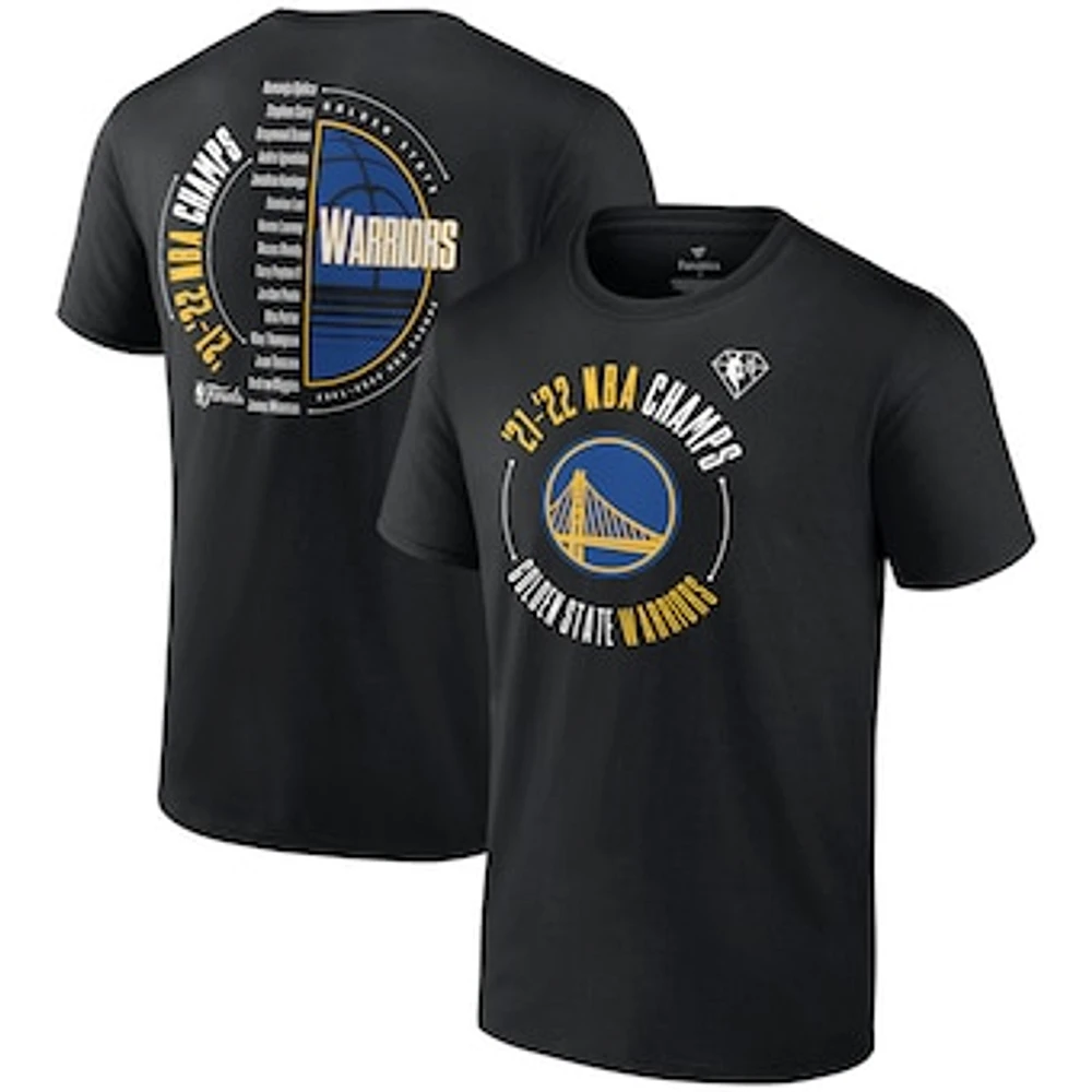 Men's Fanatics Black Golden State Warriors 2022 NBA Finals Champions Drive List Roster T-Shirt