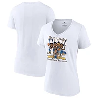 Women's Fanatics White Golden State Warriors 2022 NBA Finals Champions Caricature V-Neck T-Shirt