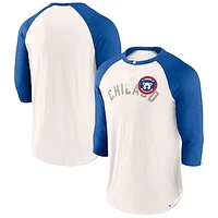 Men's Fanatics White/Royal Chicago Cubs Backdoor Slider Raglan 3/4-Sleeve T-Shirt