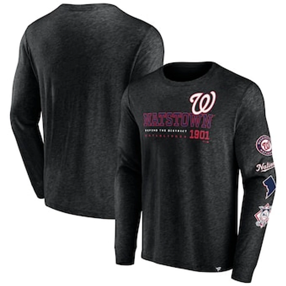 Men's Fanatics Black Washington Nationals High Whip Pitcher Long Sleeve T-Shirt