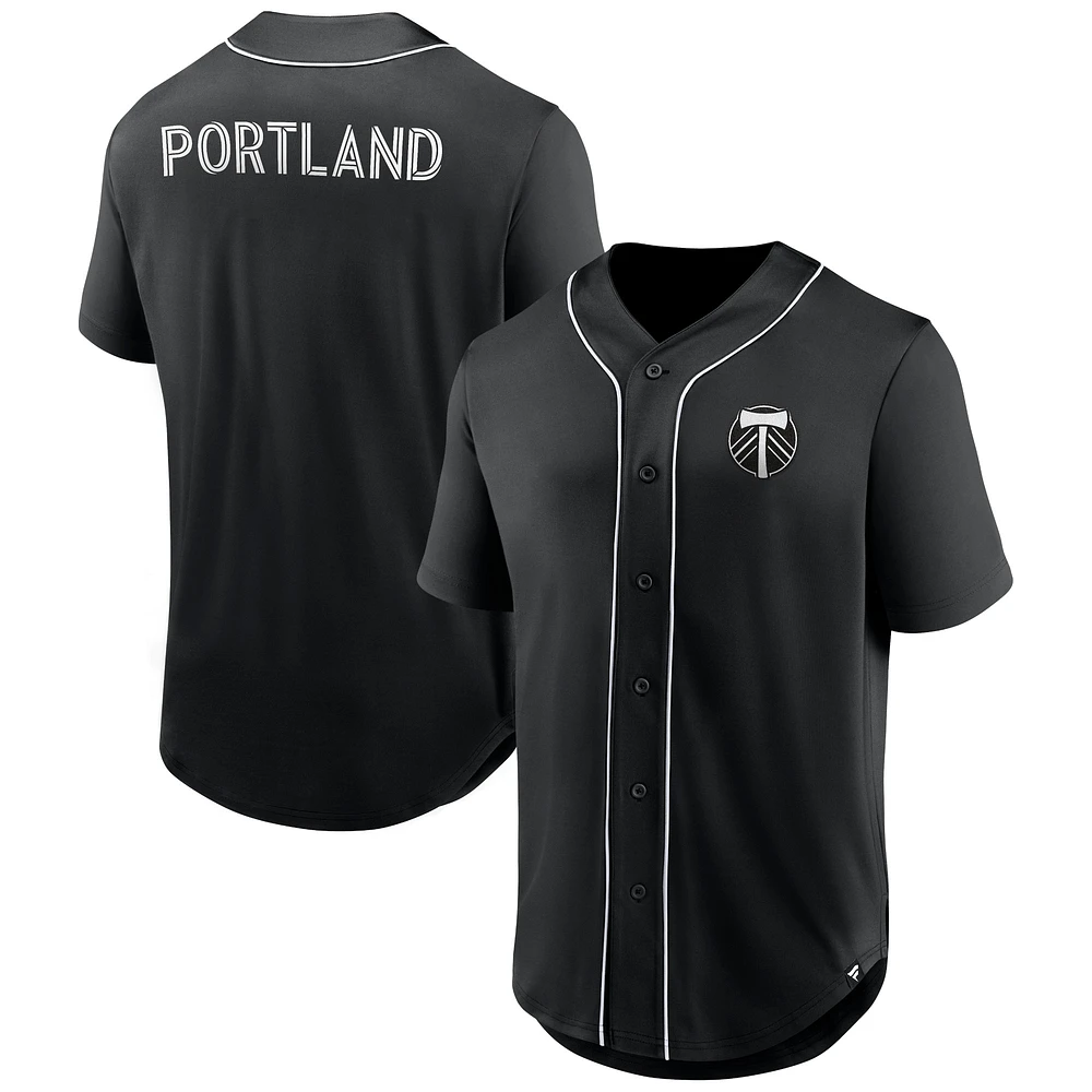 Men's Fanatics Black Portland Timbers Third Period Fashion Baseball Button-Up Jersey
