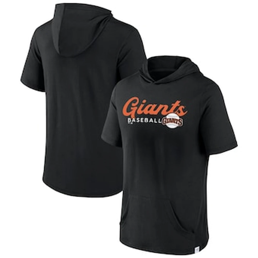 Men's Fanatics Black San Francisco Giants Offensive Strategy Short Sleeve Pullover Hoodie