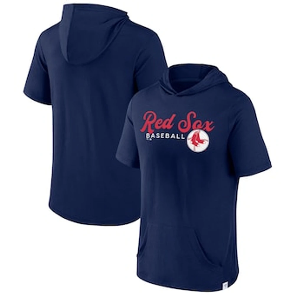 Men's Fanatics Navy Boston Red Sox Offensive Strategy Short Sleeve Pullover Hoodie