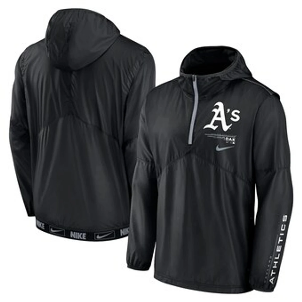 Men's Nike Black Oakland Athletics Authentic Night Game Performance Half-Zip Windbreaker