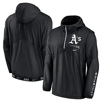 Men's Nike Black Oakland Athletics Authentic Night Game Performance Half-Zip Windbreaker