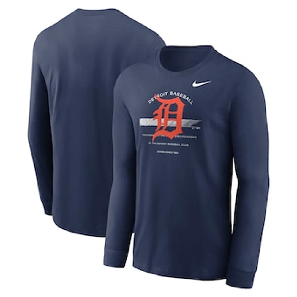 Men's Nike Navy Detroit Tigers Over Arch Performance Long Sleeve T-Shirt